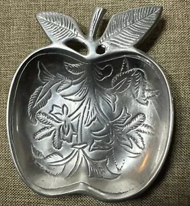 Silber Metallwaren Zinn Apfelform Schmuck Nuss Schale 6""x5"" Indien gebraucht - Bild 1 von 7