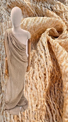 Tela de lino por 2 metros, tela de algodón orgánico, telar manual texturizado semi transparente Foto 1 de 4