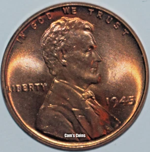 1945 P Lincoln Wheat Cent Red Brilliant Uncirculated Penny BU 1¢ Copper Coin - Picture 1 of 2