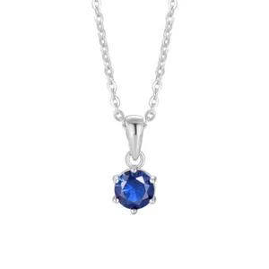 Ladies Sterling 925 Solid Fine Silver 0.5 Carat Sapphire Pendant 18 Inch Chain - Picture 1 of 4