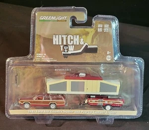 Greenlight Hitch & Tow 1981 Ford LTD Country Squire Pop Up Camper Trailer RED - Picture 1 of 2