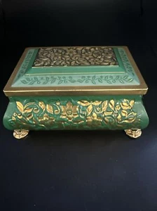 Green and Gold Floral Tin made in West Germany by Fricke & Nacke - Picture 1 of 13