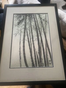 Vintage 1960 Japanese artist EIICHI KOTOZUKA woodblock PRINT “Bamboo” Asia Art - Picture 1 of 8