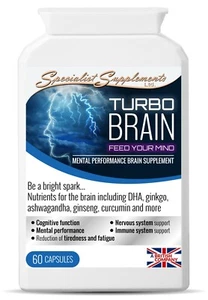 Turbo Brain x 60 Capsules; Brain Food Supplement; Specialist Supplements - Picture 1 of 2