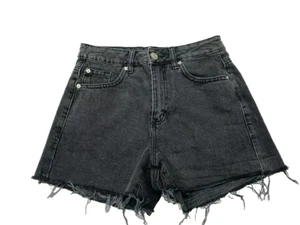 GARAGE Denim Shorts Women's Medium Black Frayed Hem 5-Pocket Size 01 - Picture 1 of 9
