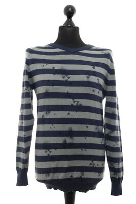 Volcom Herren Pullover Pulli M blau dunkelblau gestreift leicht V-Neck Baumwolle - Bild 1 von 4