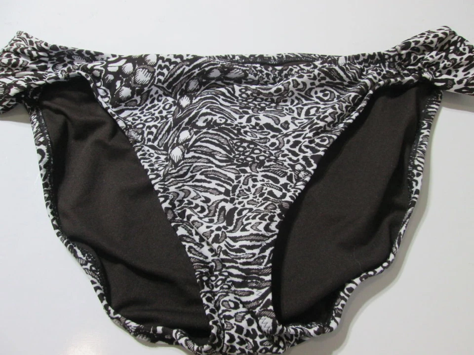 Mossimo Mujer Talla XL Bikini Parte Inferior Marrón/Blanco Hipster Acanalado Lateral Traje de Baño Foto 1 de 4