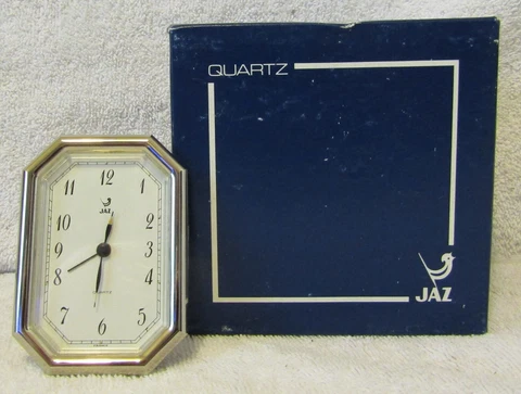 French JAZ Octagon Quartz Alarm Clock in Original Box Cover