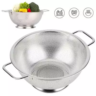 PriorityChef Colander, Stainless Steel Kitchen Strainer For Washing Rice Silver - Image 1 of 4