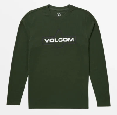 Volcom Men's Nunez Graphic Long Sleeve Thermal Sweatshirt Green L Streetwear - Image 1 of 2