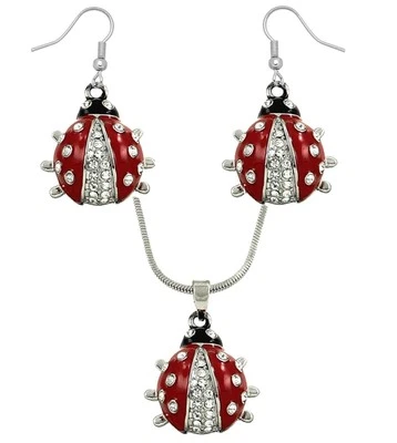  Adorable Conjunto de Collar y Pendientes Colgantes Ladybug Lady Bug Envío Rápido Foto 1 de 4