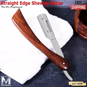New Solid Wood Handle Barber Hair Shaving Razor Pocket straight edge razors - Picture 1 of 6