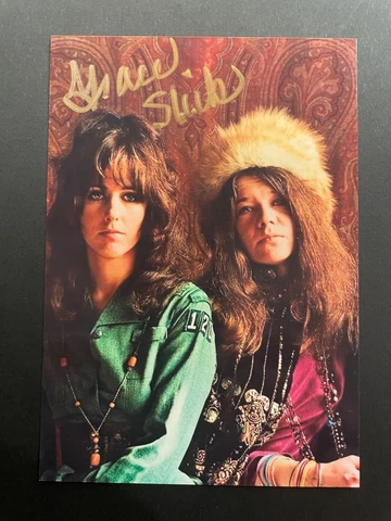 Grace Slick Signed 3.5x5 Photo w Janis Joplin Jefferson Airplane Woodstock Auto Cover