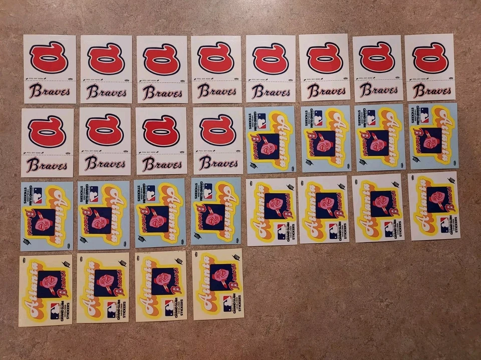 Lot Of 28 Atlanta Braves 1979 Fleer Grand Slam Baseball Hi-Gloss Stickers - Image 1 of 1