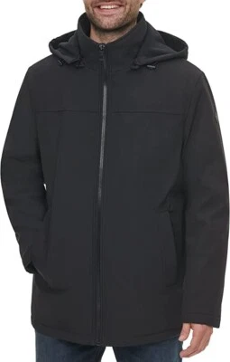 NWT Calvin Klein Men Hooded Rip Stop Jacket w/Fleece Bib Black Size L $279 6D487 - Image 1 of 4