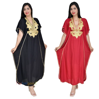 Moroccan Kaftan Ladies Maxi Dress Casual Loose Womens Long Farasha One Size Xmas