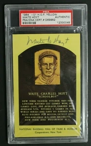 Waite Hoyt (d.1984) New York Yankees Autograph Signed 3x5 HOF Plaque PSA - Picture 1 of 3