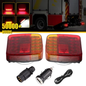 2X 12-24V LED Tail Lights Set Battery Magnetic USB Wireless Rear Towing Trailer - Picture 1 of 14