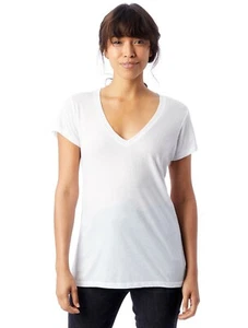 Alternative Women's Slinky Jersey V-Neck Tee Shirt White Size Medium - Picture 1 of 5