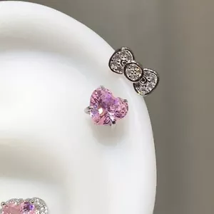 1pc Ribbon CZ 1 Surgical Steel Helix Tragus Barbell Cartilage Earring - Picture 1 of 6