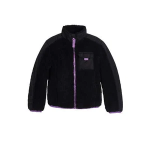 Wonder Nation Sporty Plush Jacket Girls Size S Black 100% Polyester With Pockets - Picture 1 of 5