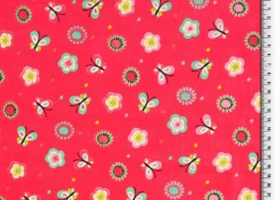 HEMMERS 130 cm x 160 cm: Nicki Stoff, pink, Schmetterlinge+Blüten (€10/qm)