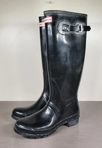 Hunter WFT1000RGL Original Tall Black Gloss Rain Boots, Womens Size 9 US / 40-41 - Picture 1 of 17