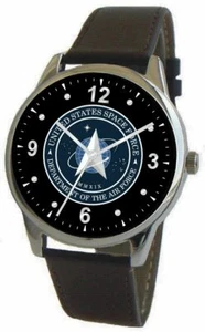 Orologio U.S. Space Force Emblem ha cassa cromata lucida con cinturino in pelle nera - Foto 1 di 3