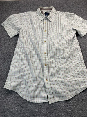 Prana Shirt Mens Medium Plaid Short Sleeve Pockets Casual Button Up Green - Image 1 of 4