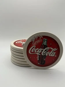 Vintage Collectible Coca-Cola Brand Stoneware Coasters- Set Of 8 - Picture 1 of 2
