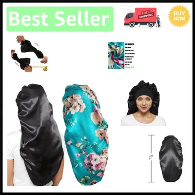 Gorras de dormir satinadas sedosas para mujer - Cómodas paquete de 2 gorros en tamaño grande Foto 1 de 4