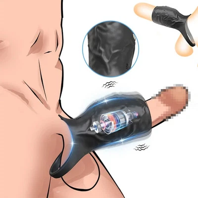 Vibrating Penis Extender Sleeve Cock Ring Vibrator Extension Men Couple Sex Toys - Image 1 of 4