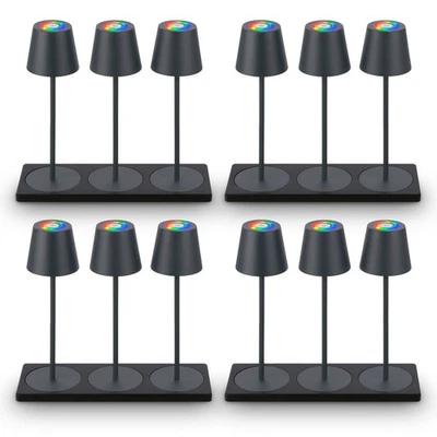 BRILONER Lampada da tavolo set 12 RGBW LED senza fili IP44 batteria lampada stazione di ricarica 36 cm antracite