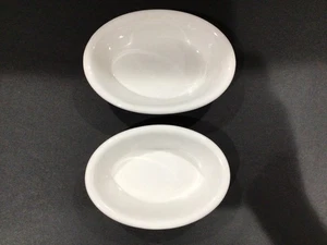 2 antike weiße Eisenstein klobige Hotel ovale Seifenschalen - Nat’l China Co. E. Lo. - Bild 1 von 4