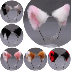 Cat Ears Headband Hair Hoop Furry Kitten Costume Party Fancy Cosplay Accessories - Picture 1 of 36