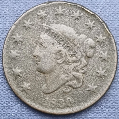 1830 Coronet Head Large Cent 1c Circulated #56182 Cover