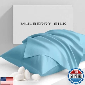 Juego de 2 fundas de almohada de seda mora pura Cobnom, tamaño estándar con cremallera - G - Imagen 1 de 5