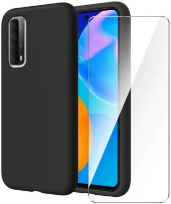 COVER CUSTODIA PER HUAWEI P SMART 2021 + PELLICOLA VETRO TEMPERATO  NERO OPACO - Immagine 1 di 4