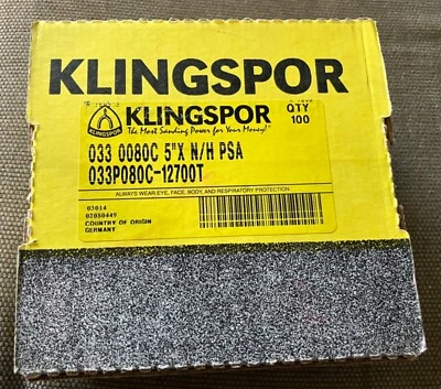 KLINGSPOR 033 0080C 5"X N/H PSA Sanding Discs - QTY: 100 - Image 1 of 2