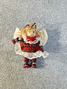 Button Baby Shelf Sitter Christmas Angel Hand Crafted Spool & Button Vintage - Picture 1 of 3