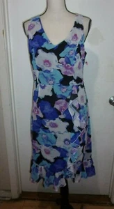 ModCloth Liza Luxe Ruffled Dress Size XL Floral Purple White NWT no belt (B219) - Picture 1 of 6