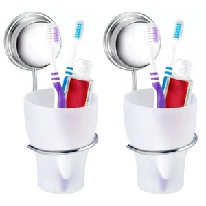 2X Vaso y Soporte Croydex Plata Esmerilada Sin Óxido Stick 'N' Lock Plus - Imagen 1 de 7