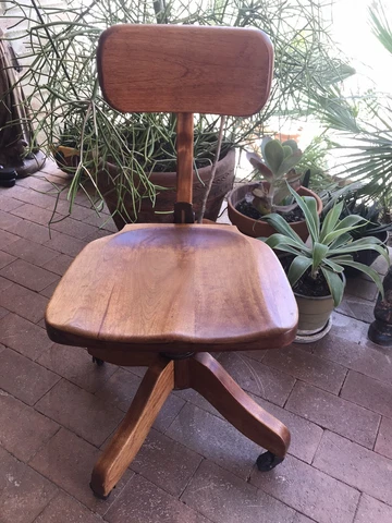 ANTIQUE  SOLID HEAVY WOOD Iron Swivel Rolling Office Lawyers Banker Chair Cover