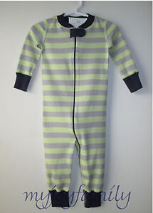 HANNA ANDERSSON Baby Organic Zip Sleeper Grey Green Stripe 60 6-9 months NWT