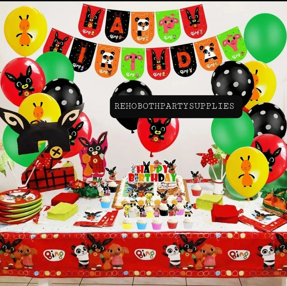 Bing Bunny Tema Niños Cumpleaños Fiesta Decoración Set Banner Vajilla Explosión Foto 1 de 1