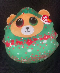 TY Squishy Beanies EVERETT Chistmas Red/Green Pillow Plush 14” New with Tags - Picture 1 of 5