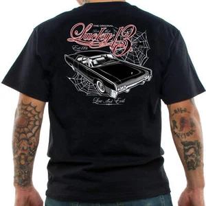 Camiseta para hombre Hot Rod Rockabilly Lucky 13 Low & Evil camiseta vintage - Imagen 1 de 7