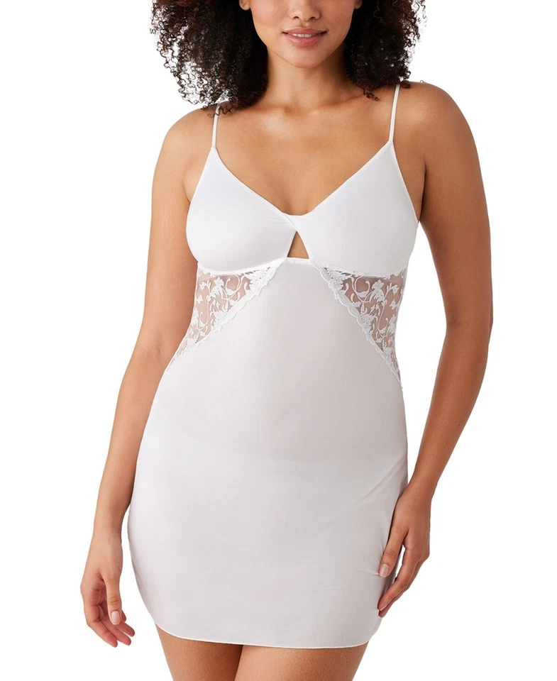 Wacoal L12805 White Lace Panels Dramatic Interlude Chemise Size Medium
