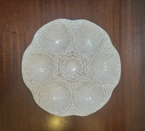 Vintage Oyster Tray Ceramic 9” Diameter Ivory Color Holds 1/2 Dz - Picture 1 of 15