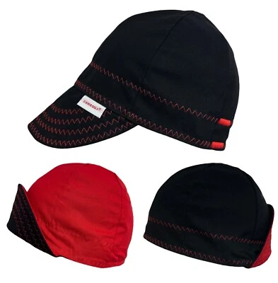 New 1 Comeaux Caps Welding Welders Hat Reversible Black with colored stitching - Image 1 of 4